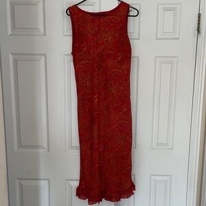 California Concepts Red Paisley Sleeveless Dress vintage size 12